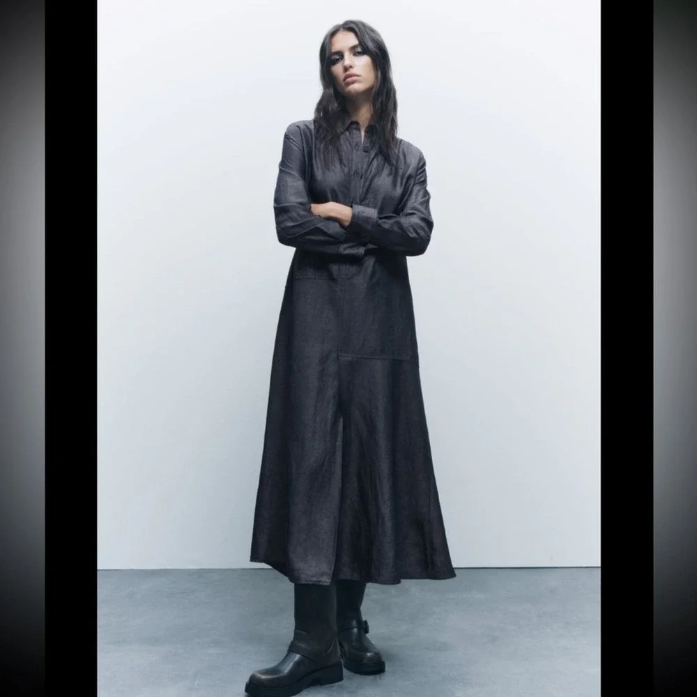 ZARA LINEN BLEND SHIRT DRESS ZW COLLECTION - SIZE XS and S - BRAND NEW WITH TAG - Picture 10 of 13